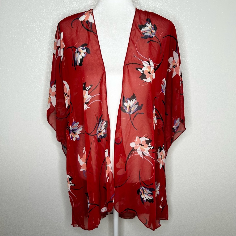 New Emory Park By Stitch Fix Womens Rust Brown Sheer Kimono Cardigan Size M NWT